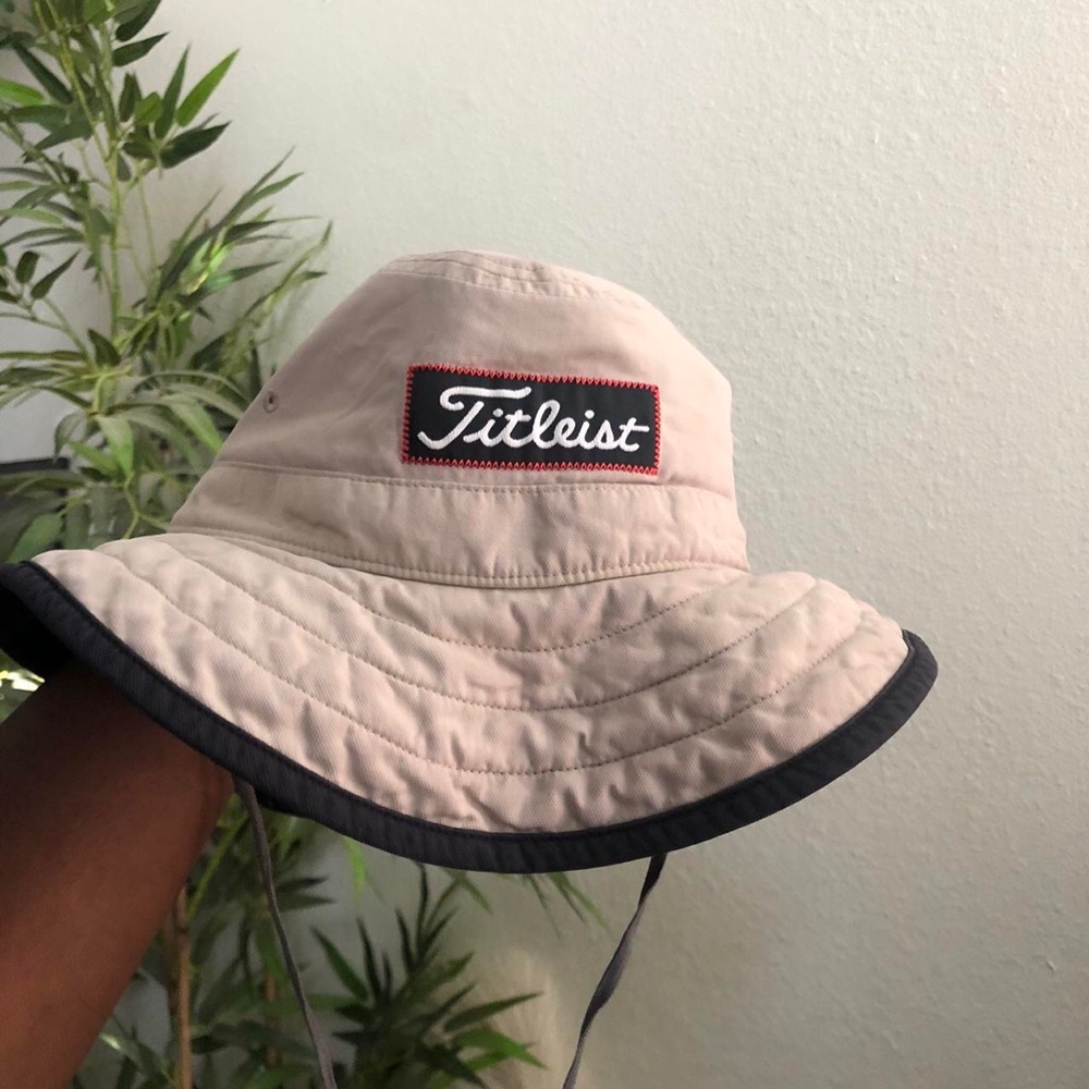 Titleist Bucket Hat Cap Unisex S/M Golf Patch Embroidered Spell Out Drawstring